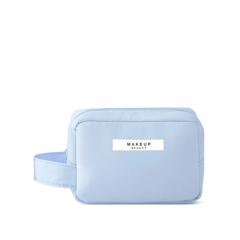 Portable High-Appearance Index Cosmetic Bag for Ladies - Large-Capacity Travel Makeup Storage Blue small