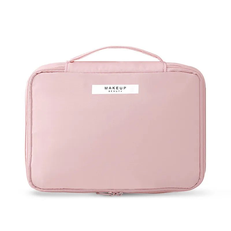 Portable High-Appearance Index Cosmetic Bag for Ladies - Large-Capacity Travel Makeup Storage Pink large