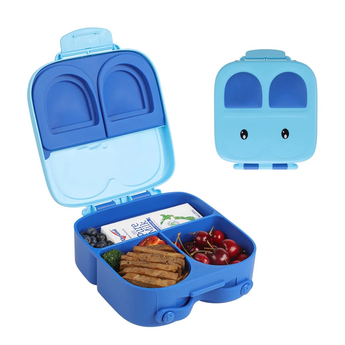 Portable Microwave Lunch Box with 4 Compartments - Ideal for Adults, Kids, and Toddlers. Sealed Salad Box for Picnics and Food Storage Blue