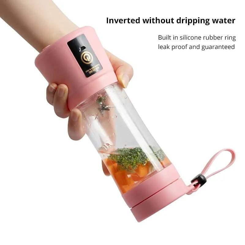 Portable Mini Blender with USB Rechargeable - 6 Blades, Fruit Shake Pink