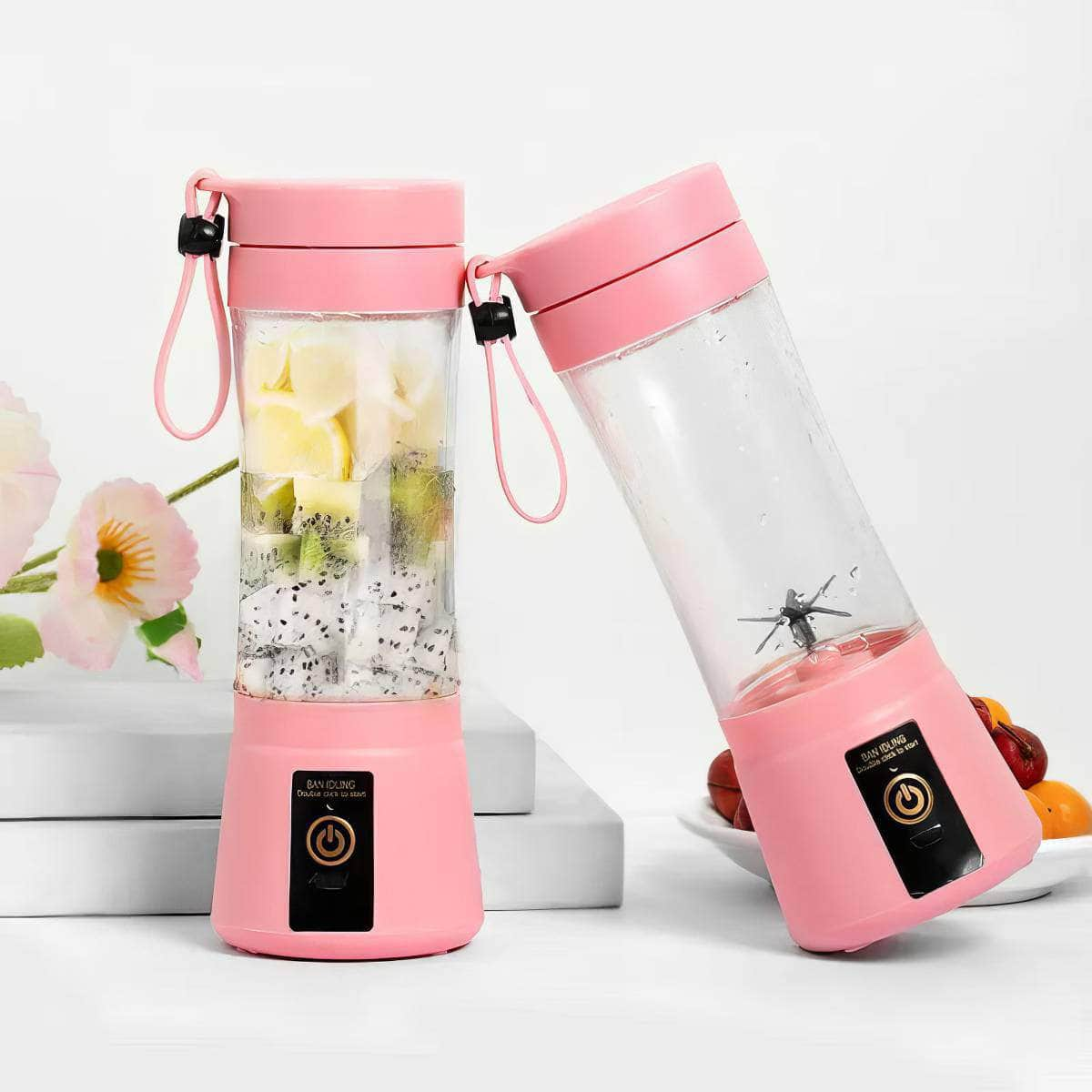 Portable Mini Blender with USB Rechargeable - 6 Blades, Fruit Shake Pink