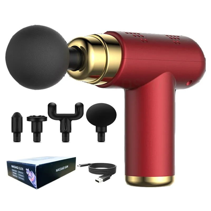 Portable Mini Massage Gun for Body & Facial Deep Tissue Muscle Relaxation Type C Charge / CHINA / red