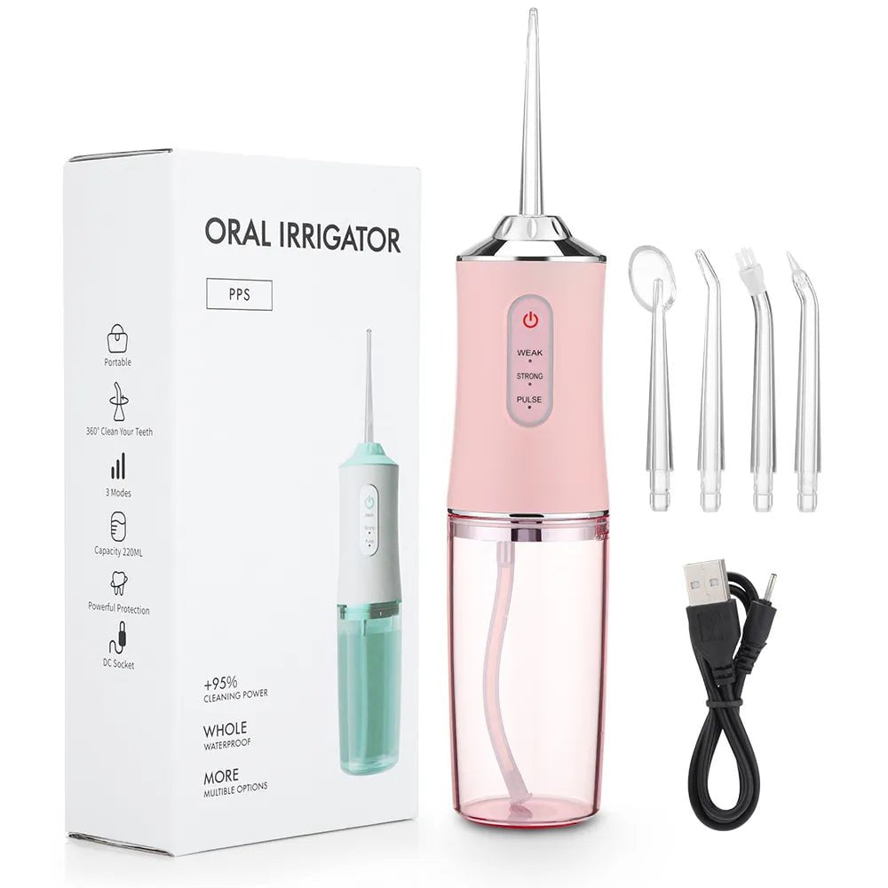 Portable Oral Irrigator: USB Rechargeable Water Flosser pink