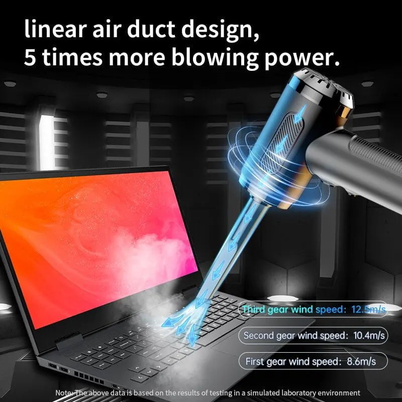 Portable USB Compressed Air Duster Blower Cleaner - High Power for Computer, Household, Car Cleaning black