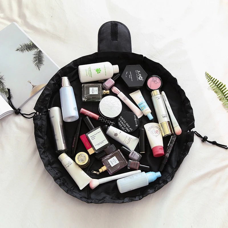 Portable Waterproof Women's Drawstring Cosmetic Bag & Makeup Organizer