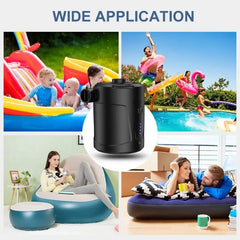 Portable Wireless Electric Air Pump - Inflator/Deflator for Inflatable Cushions, Air Beds, Boats, Swimming Rings black