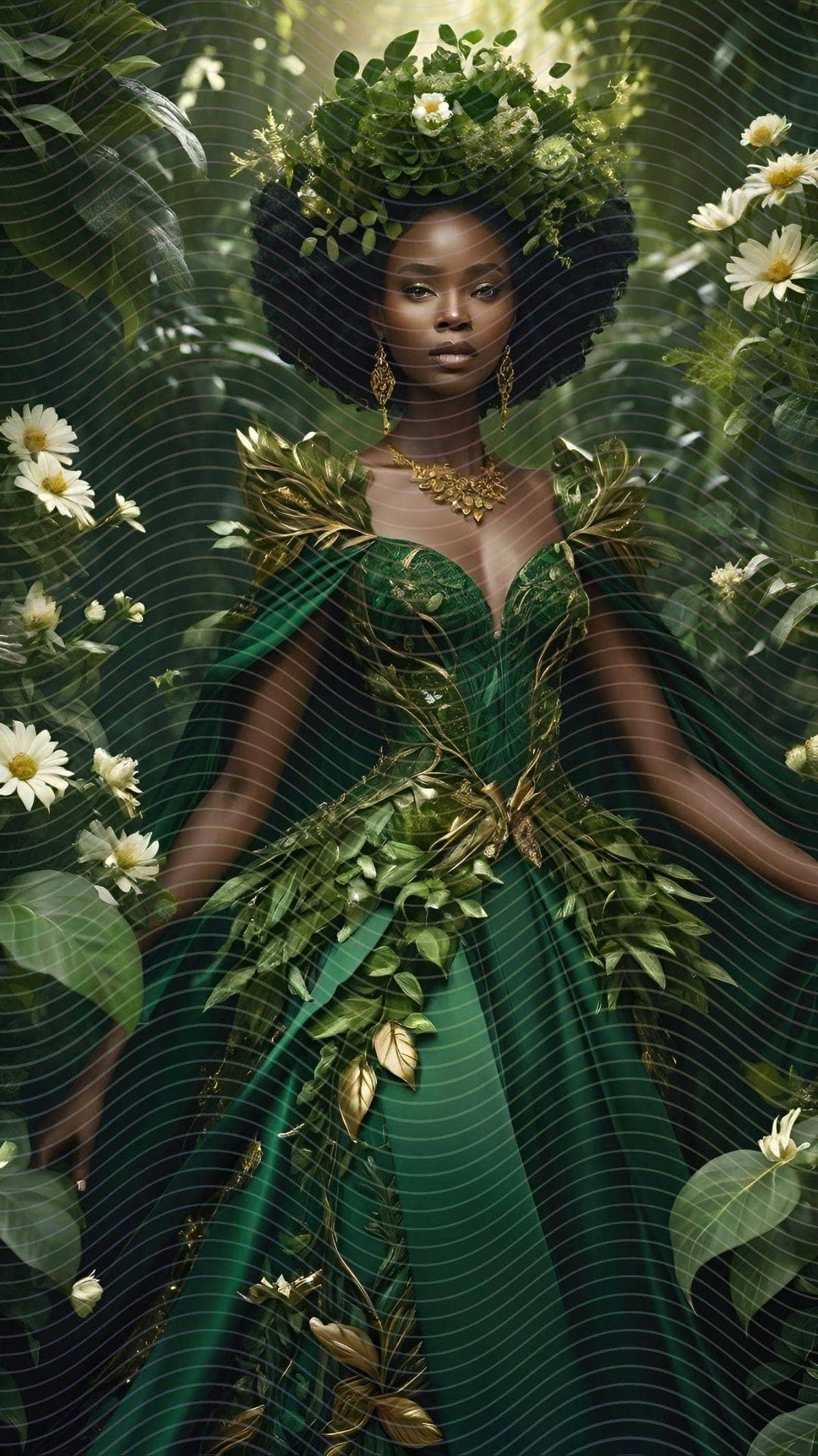 Portrait Of An African Woman In An Intricate Fantasy Dress