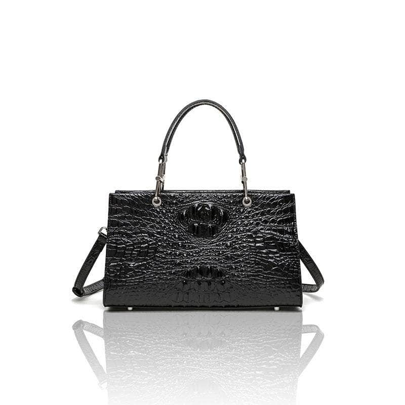 Premium Luxurious Crocodile Leather Handbag Black