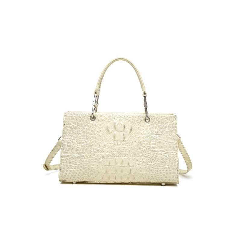 Premium Luxurious Crocodile Leather Handbag Ivory