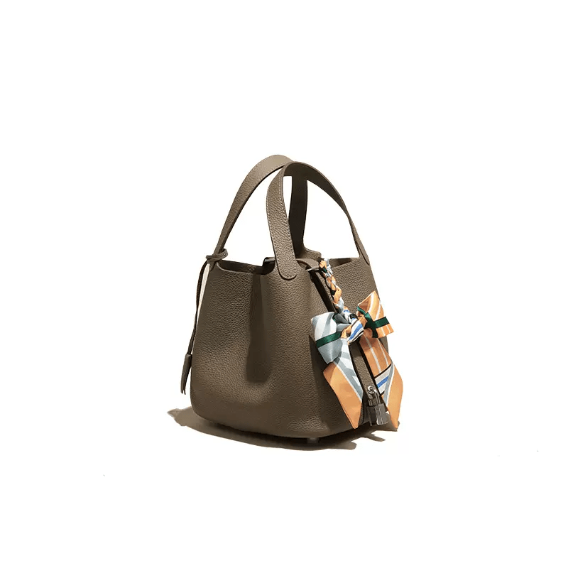 Premium Picotin Lock Leather Bag Taupe