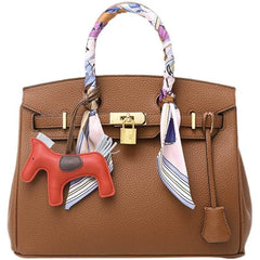 Premium PU Leather Handbag with Twilly Bag Charm