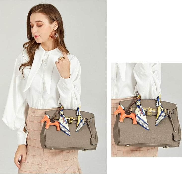 Premium PU Leather Handbag with Twilly Bag Charm