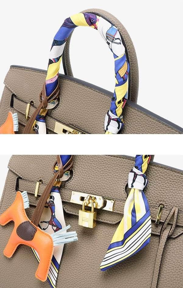 Premium PU Leather Handbag with Twilly Bag Charm