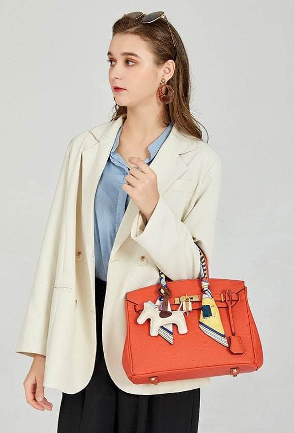 Premium PU Leather Handbag with Twilly Bag Charm