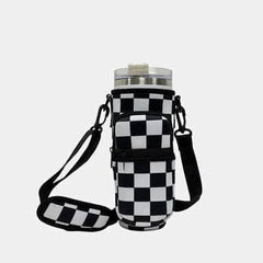 Printed Insulated Tumbler Cup Sleeve With Adjustable Shoulder Strap k05 / One Size