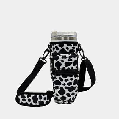 Printed Insulated Tumbler Cup Sleeve With Adjustable Shoulder Strap k08 / One Size
