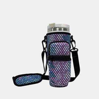 Printed Insulated Tumbler Cup Sleeve With Adjustable Shoulder Strap k12 / One Size