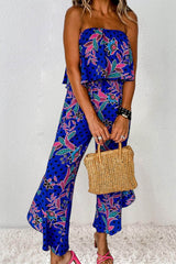 Printed Tube Jumpsuit Royal Blue / M