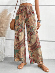 Printed Wide Leg Pants Camel / S