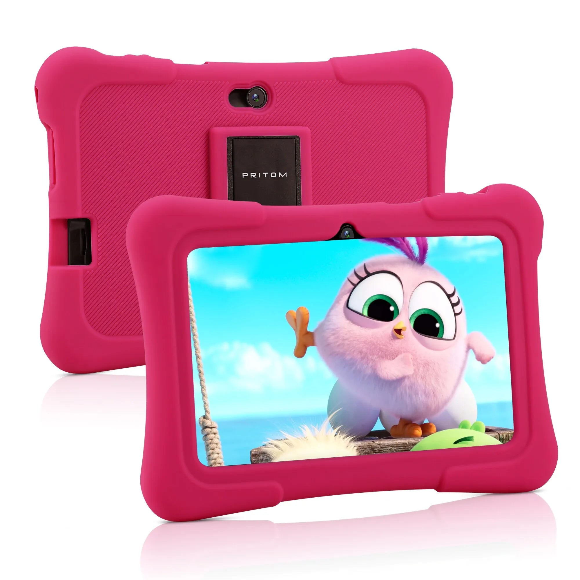 PRITOM 7 Inch Kids Tablet - Quad Core, Android 10, 32GB Storage, WiFi, Bluetooth, Educational Software EU / rose pink