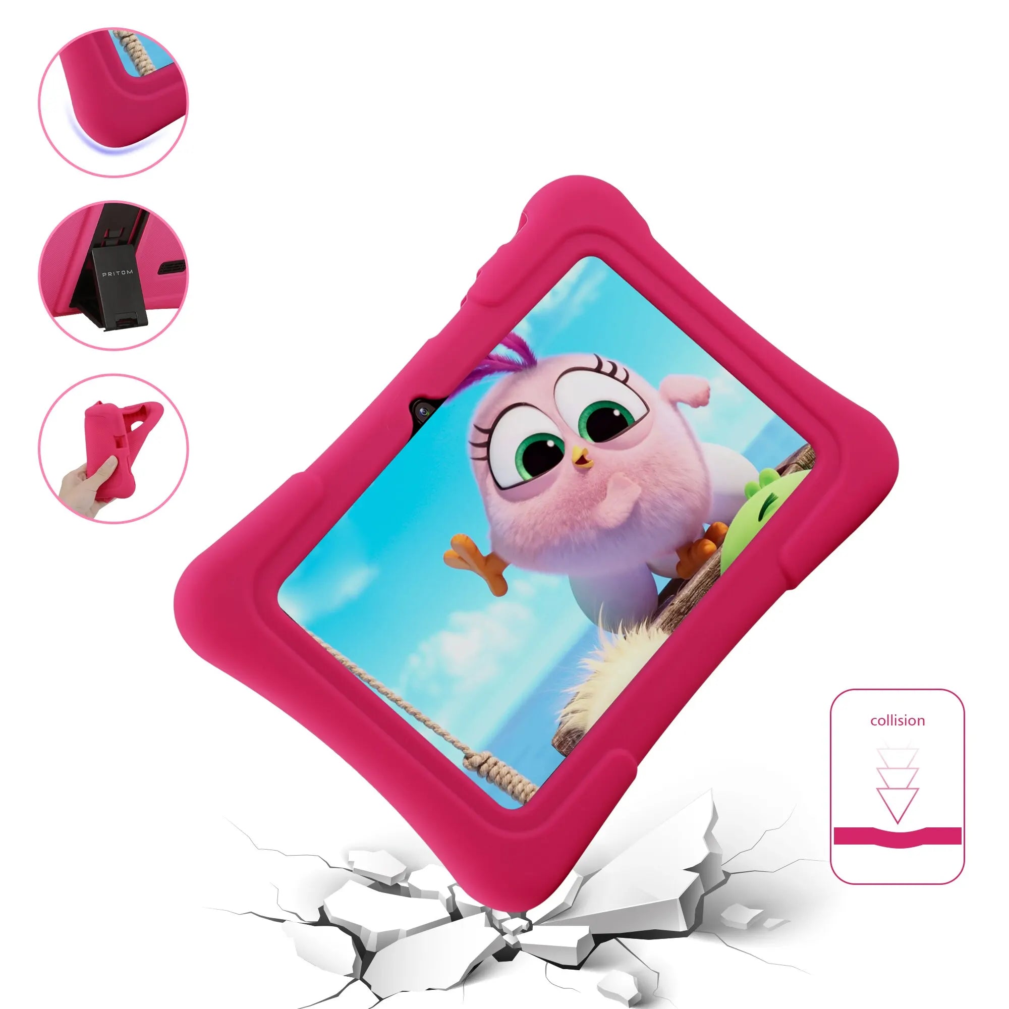 PRITOM 7 Inch Kids Tablet - Quad Core, Android 10, 32GB, WiFi, Bluetooth, Educational Software Installed