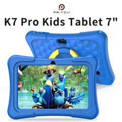 PRITOM Kids Tablet 7 Inch - Android 11, 32GB, WiFi, Bluetooth, Dual Camera, Educational Software Installed with Protective Case