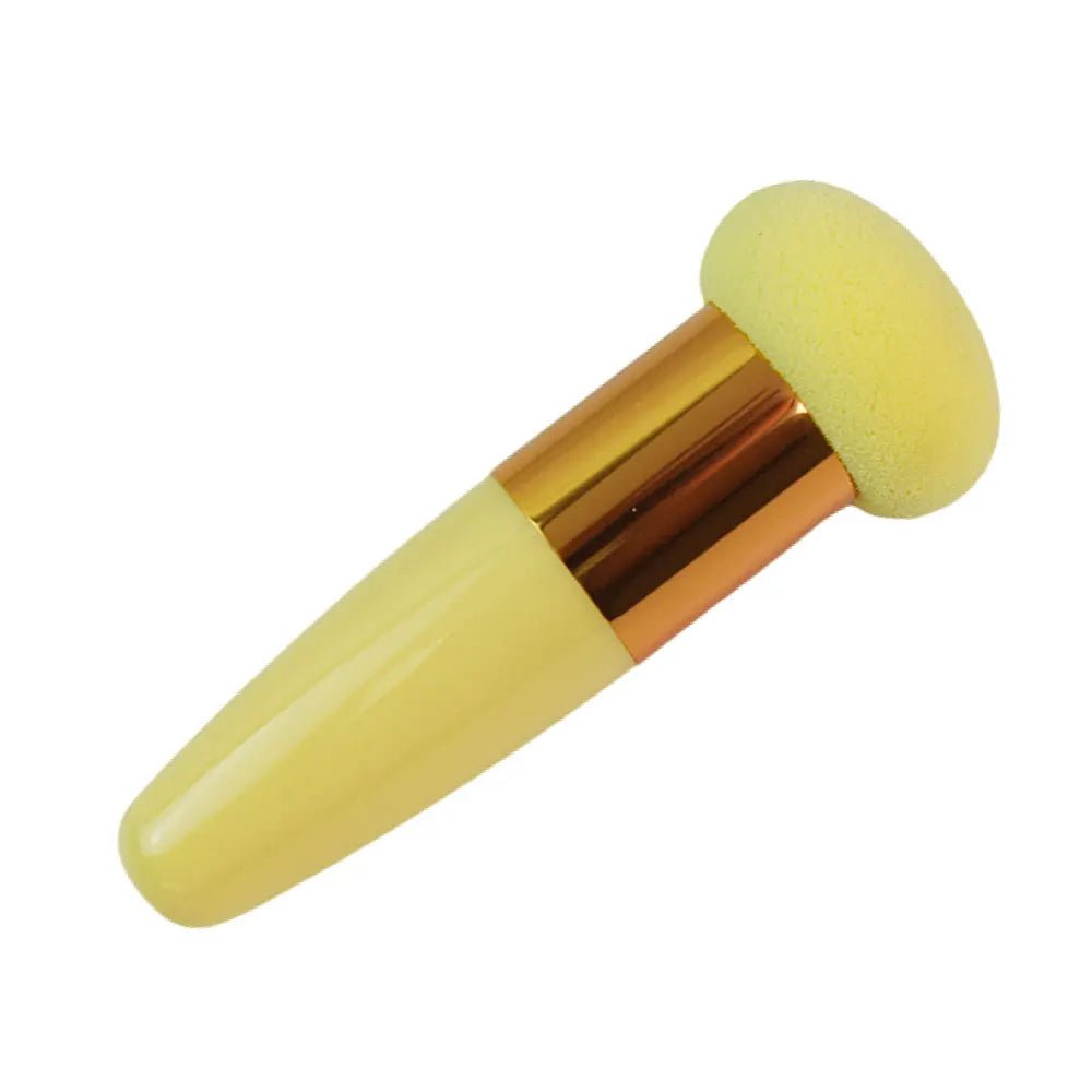 Professional Mushroom Head Makeup Brushes and Powder Puff with Handle - Women's Fashion Beauty Tools yellow