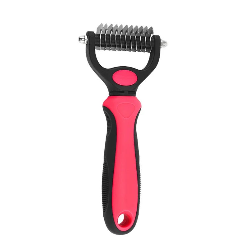 Professional Pet Deshedding Brush - Effectively removes dog and cat hair knots, ideal for grooming and shedding control 1018-Red S