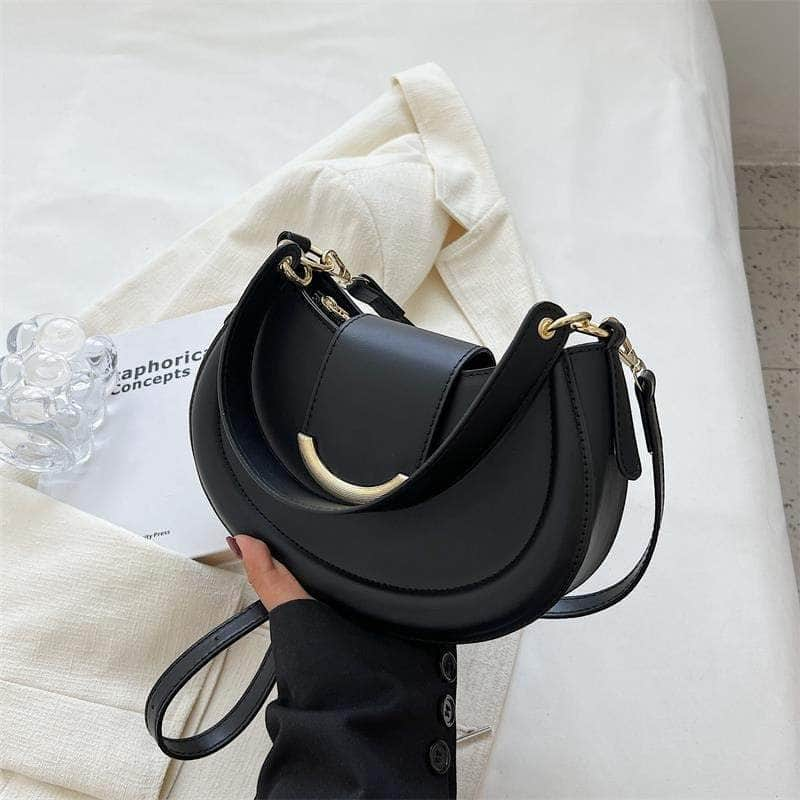 PU Leather Hobo Bag Black