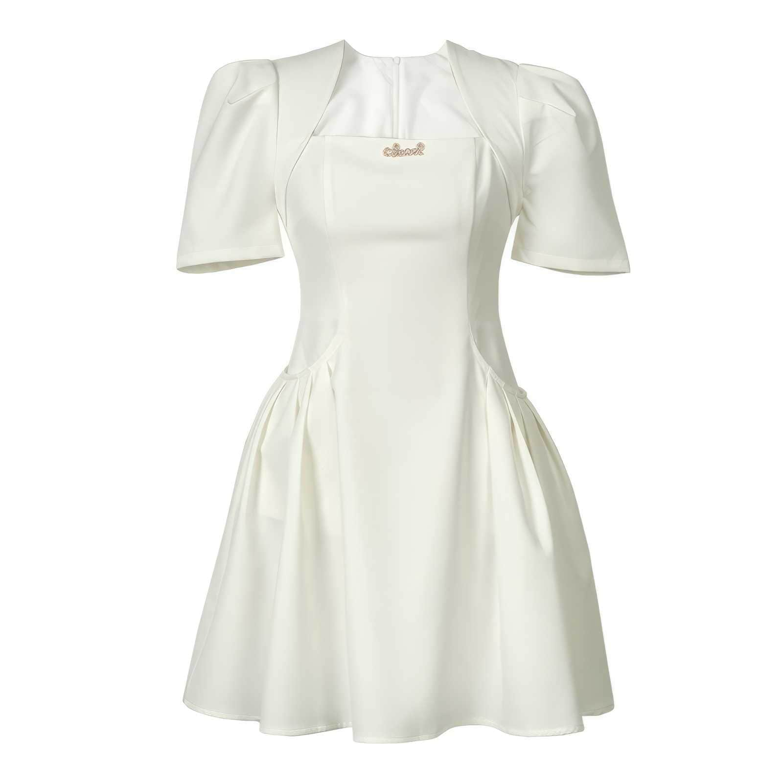 Puff Short Sleeve A-Line Mini Dress