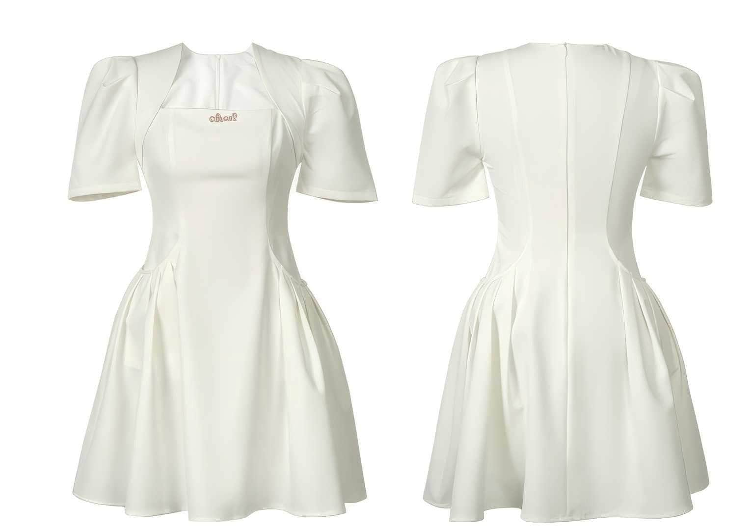 Puff Short Sleeve A-Line Mini Dress