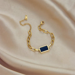 Punk Gold Color Bracelet - Fashionable Geometric Square Metal Chain, High-Quality Jewelry for Girls." B609