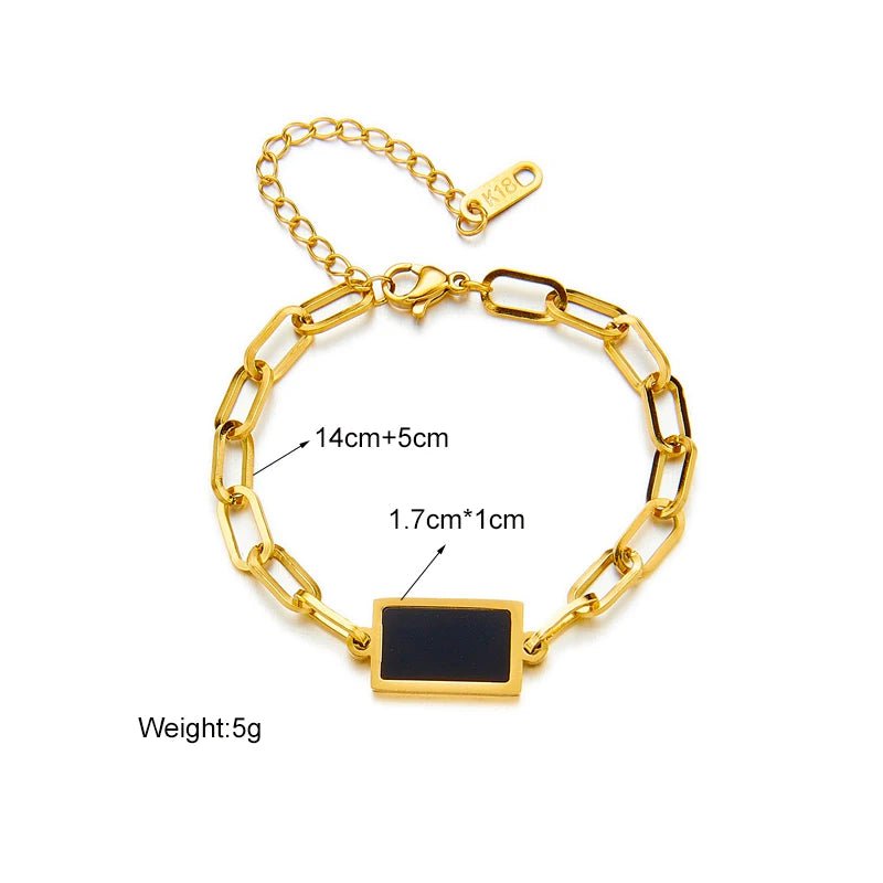 Punk Gold Color Bracelet - Fashionable Geometric Square Metal Chain, High-Quality Jewelry for Girls." B609