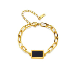 Punk Gold Color Bracelet - Fashionable Geometric Square Metal Chain, High-Quality Jewelry for Girls." B609