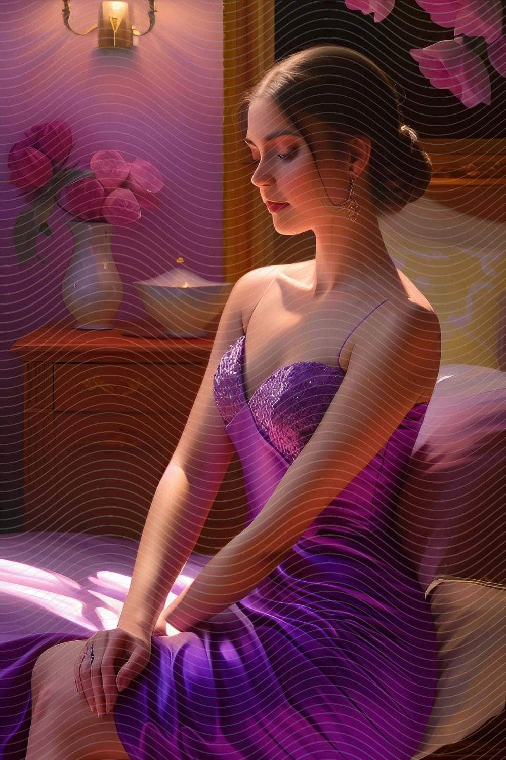 Purple-Dressed Woman- Enchanting Fantasy Art