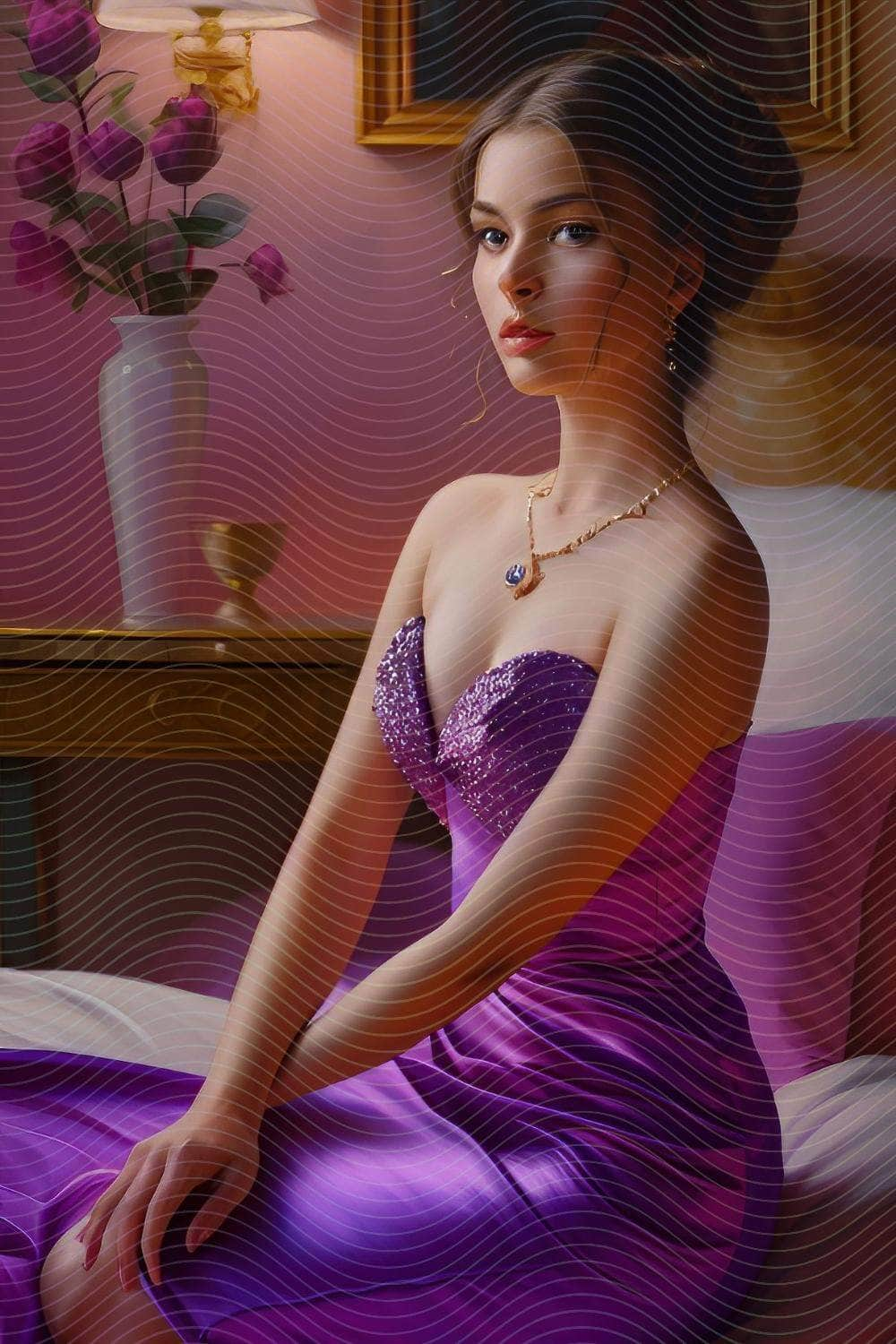 Purple-Dressed Woman- Enchanting Fantasy Art