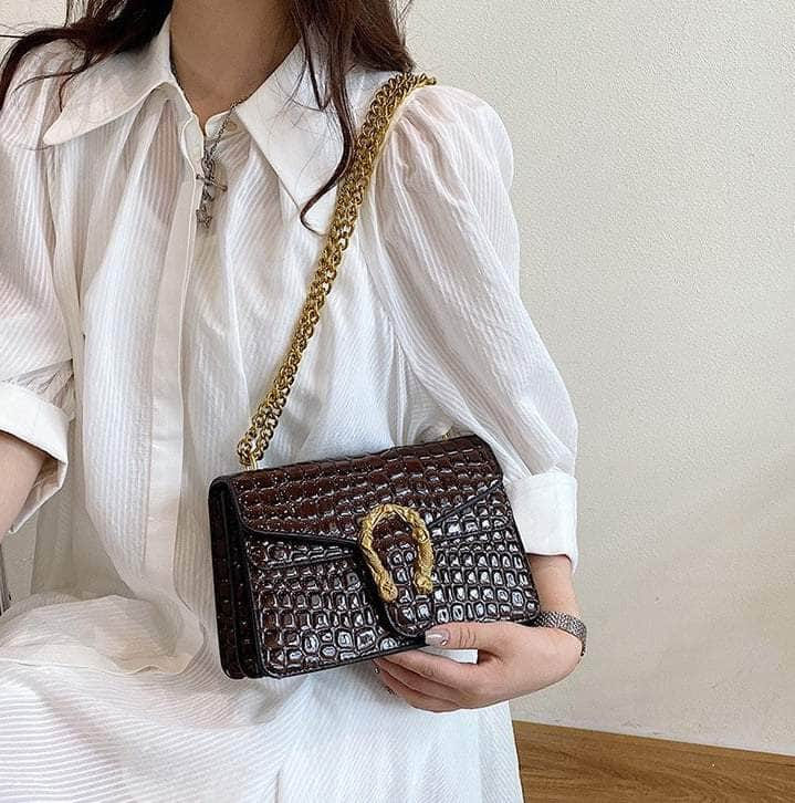 Quilted Crossbody Shoulder Leather Chain Purse