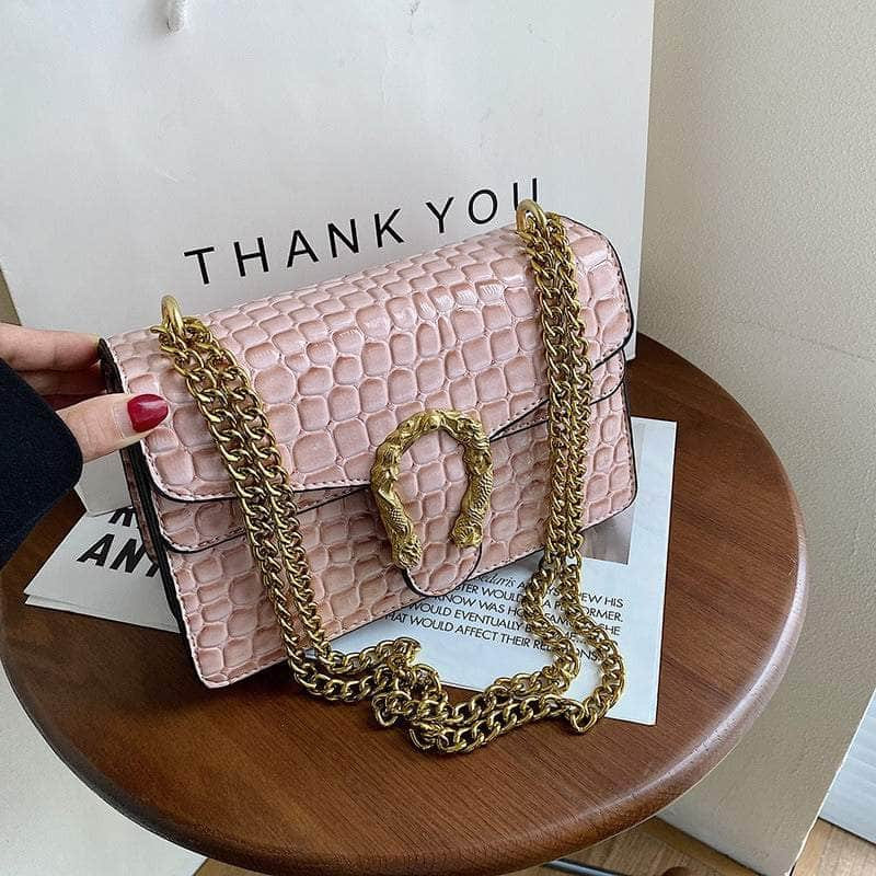 Quilted Crossbody Shoulder Leather Chain Purse Pink