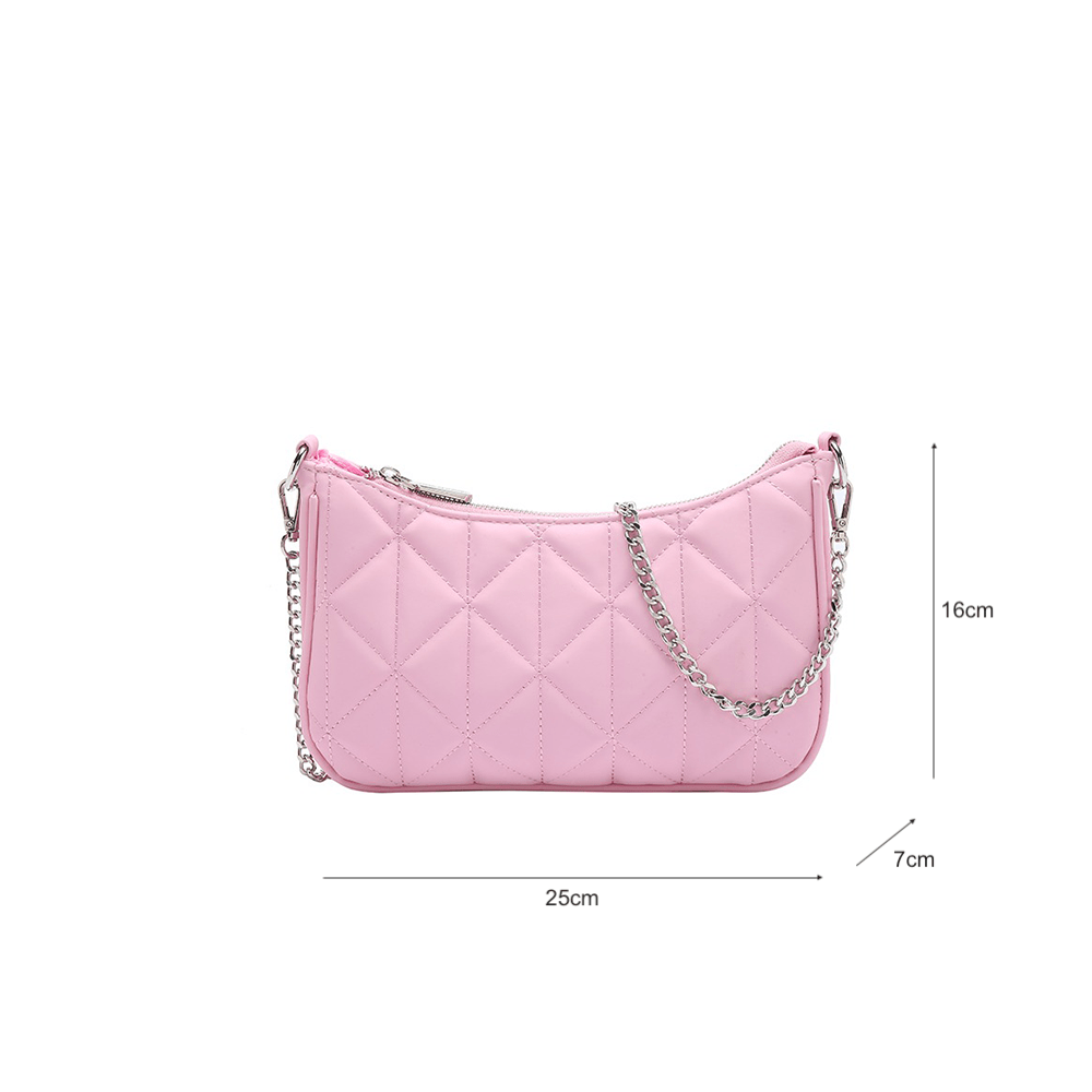 Quilted Detail Baguette Shoulder Bag