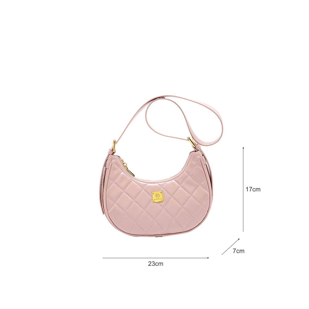 Quilted Half-moon Shape Crossbody Bag