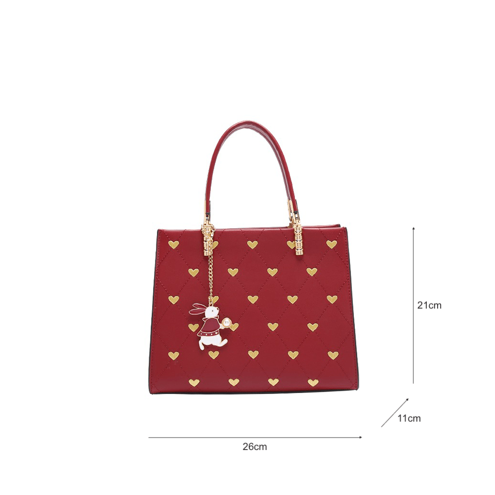 Quilted Heart-Shaped Embossed Tote Bag