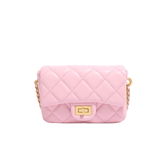 Quilted Metal Lock Deco Crossbody Bag