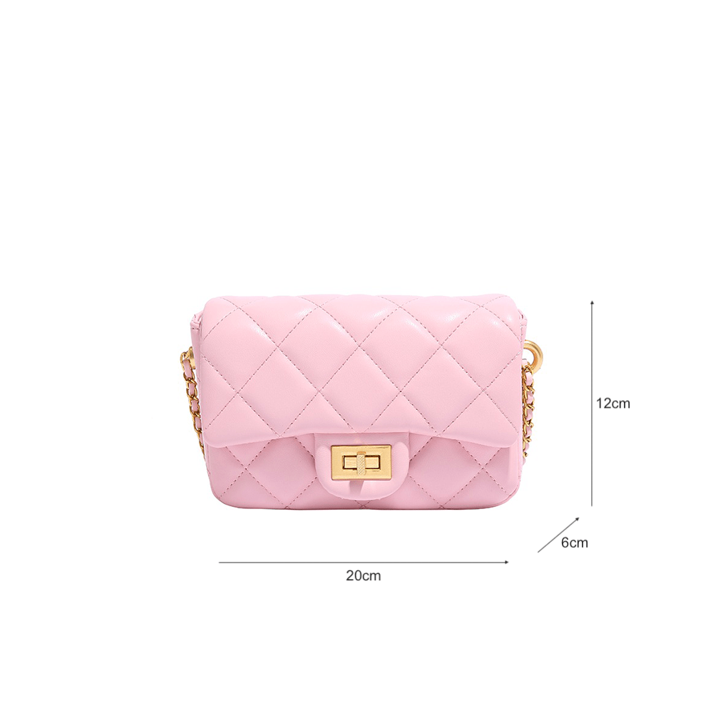 Quilted Metal Lock Deco Crossbody Bag