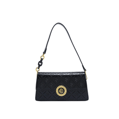 Quilted Studded Emblemed Shoulder Bag