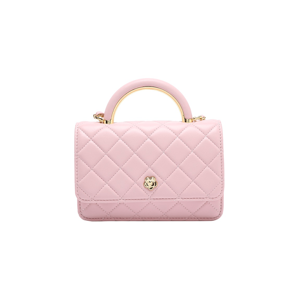 Quilted Wallet Shaped Top Handle Hand Bag