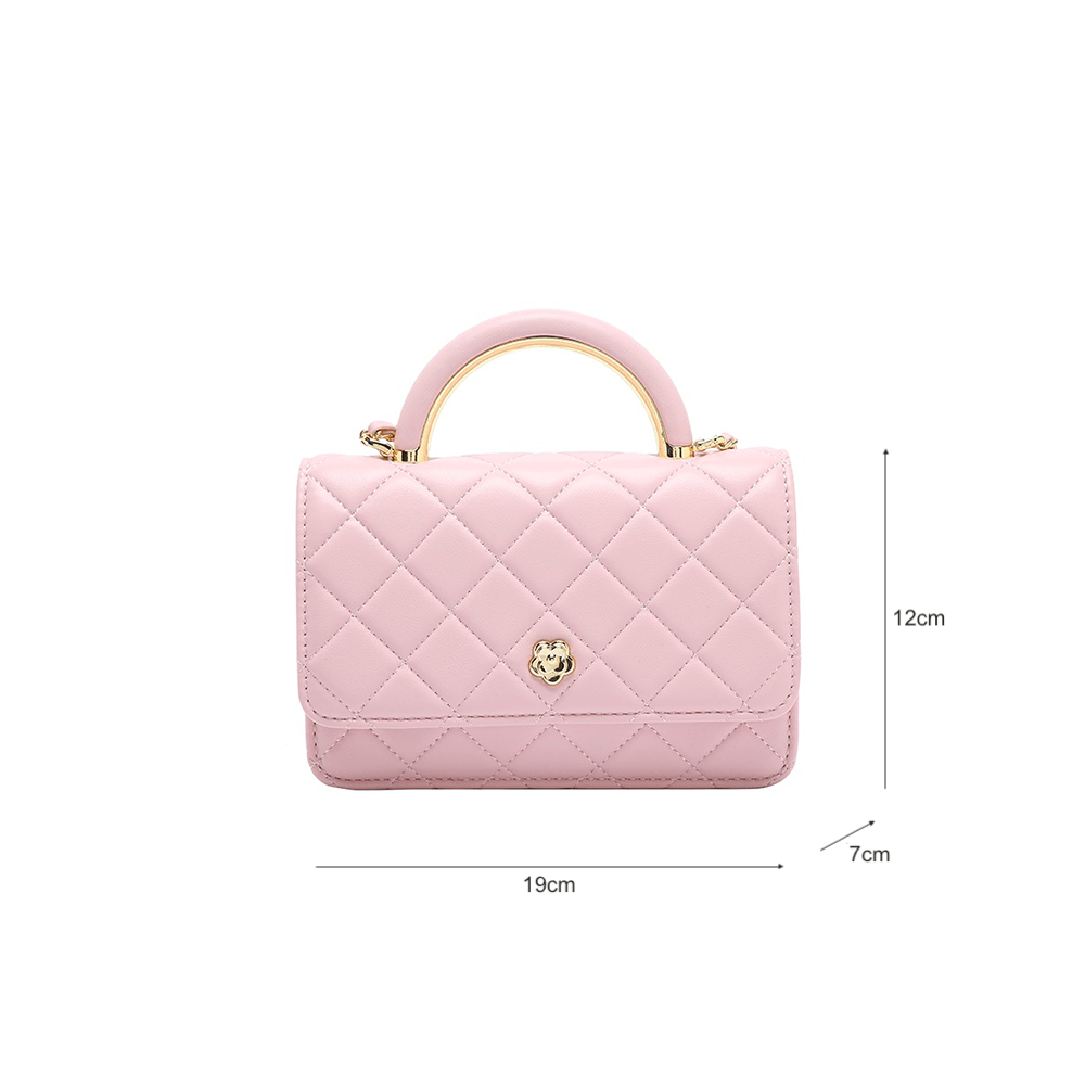 Quilted Wallet Shaped Top Handle Hand Bag