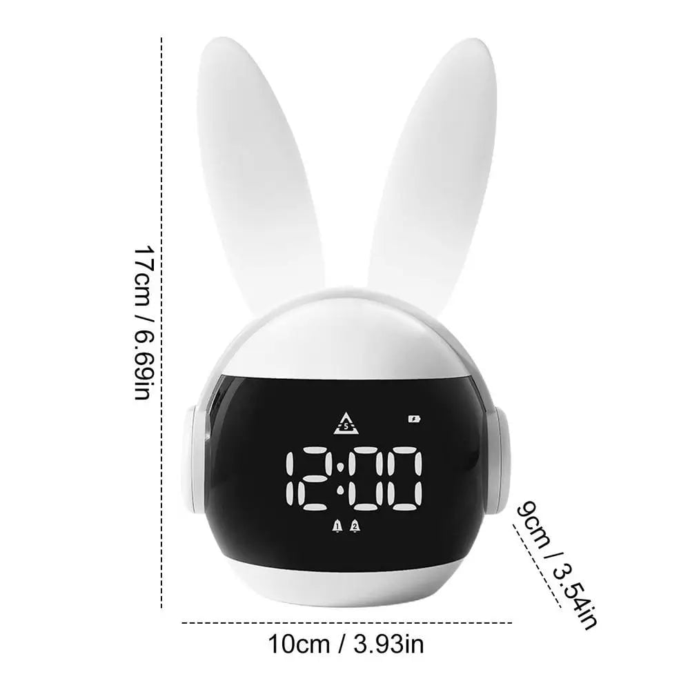 Rabbit Alarm Clock Rainbow Animal Lamp - Three Wake-Up Modes, Rechargeable Bedside Clock with Creative Timing Night Light for Bedroom Beige / United States
