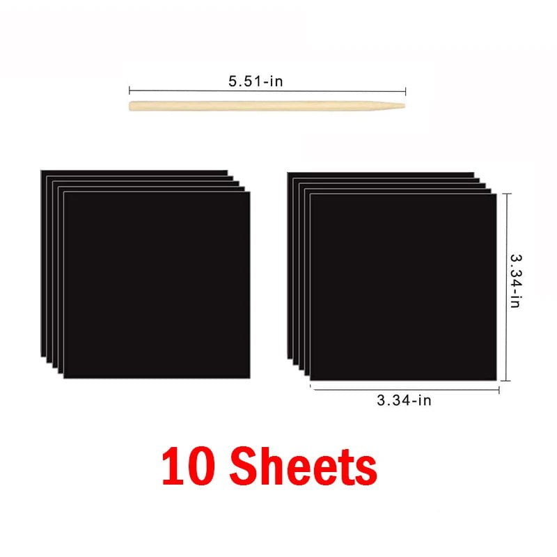 Rainbow Scratch Mini Notes - 100/10pcs Paper Pad Cards with 2 Stylus, 2 Drawing Stencil 10 sheets