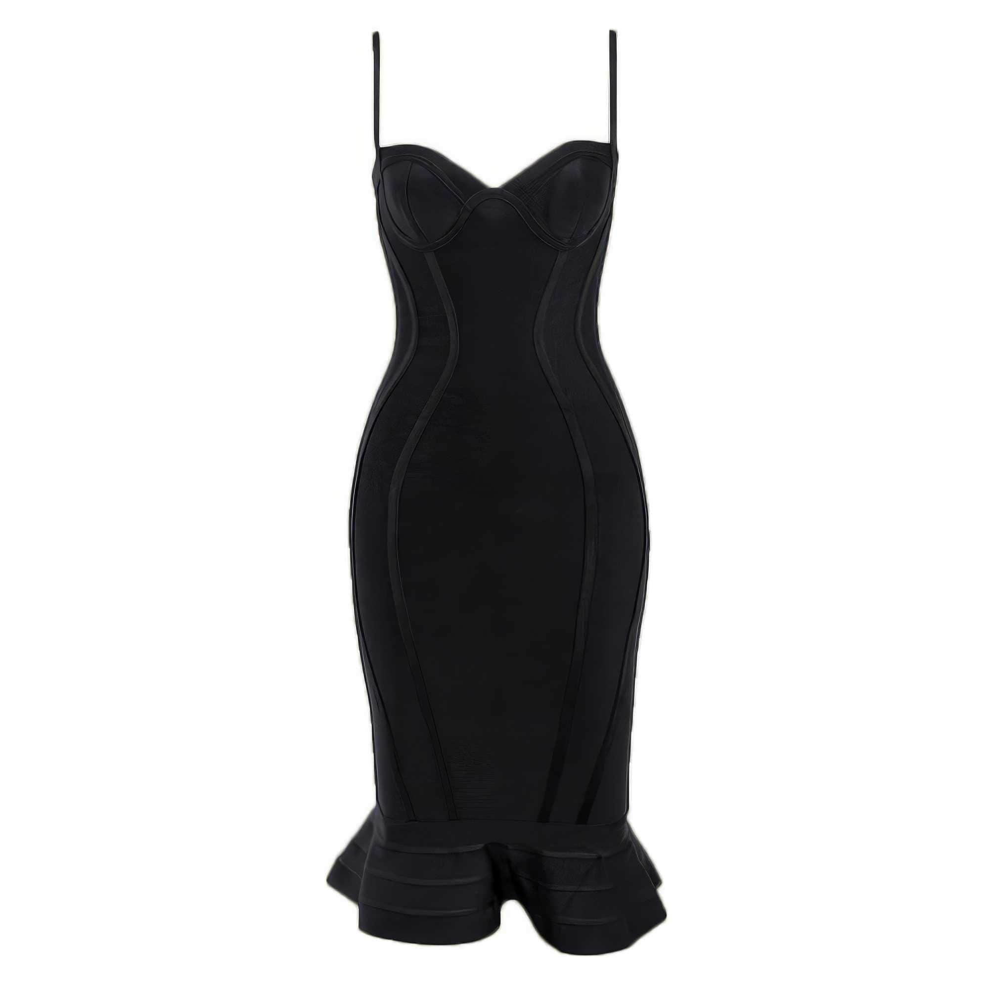 Rayon Strappy Bustier Mermaid Dress XS / Black