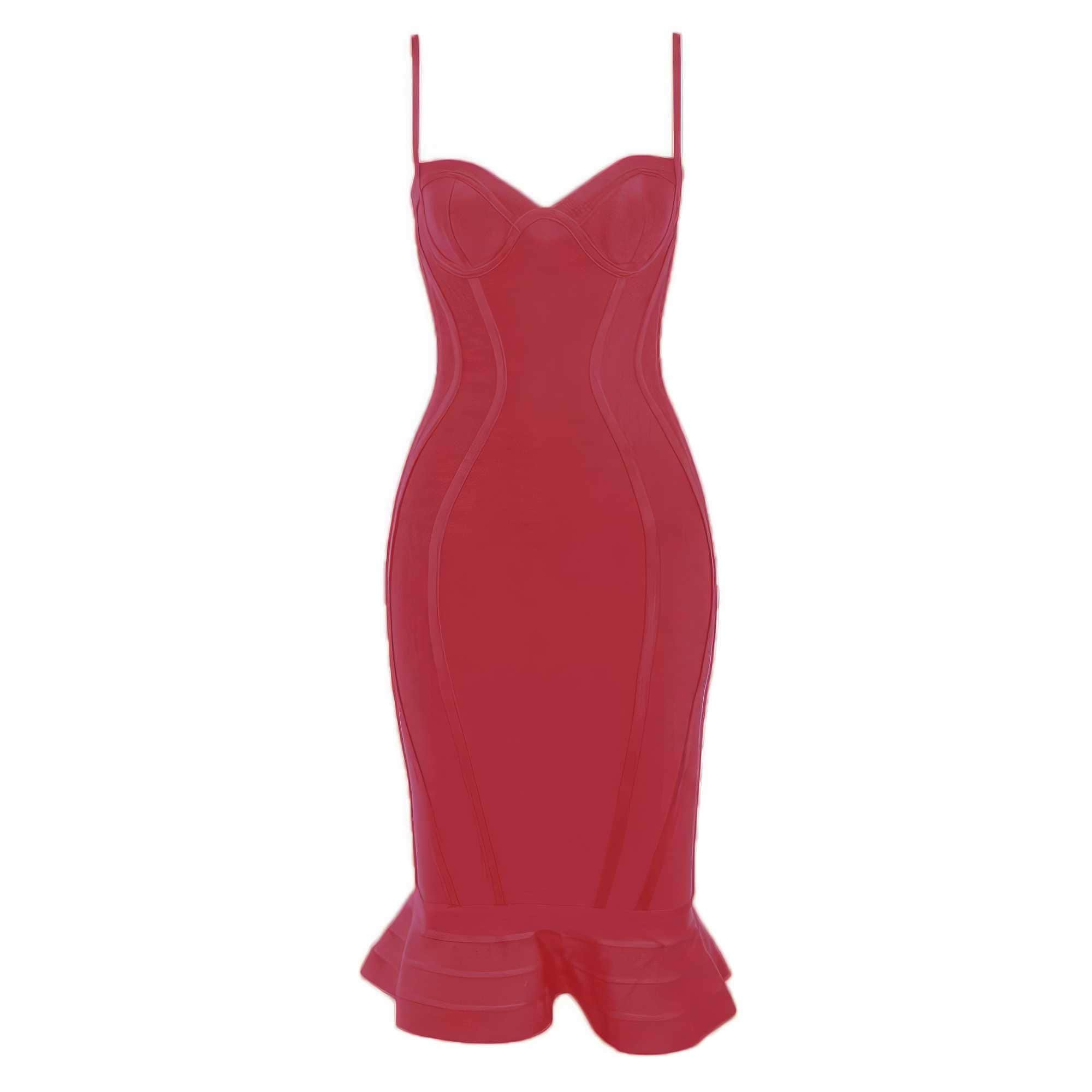 Rayon Strappy Bustier Mermaid Dress XS / DarkRed